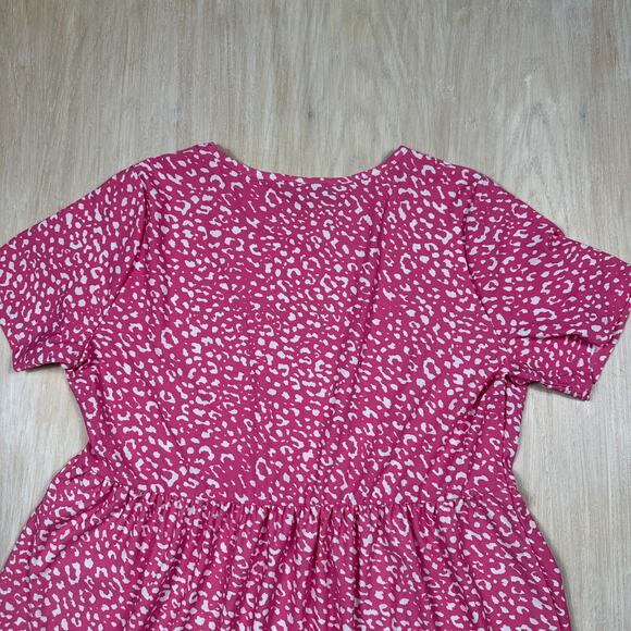 Wednesday’s Girl Pink Animal Print Ruffle Skater Dress Short Sleeve Casual 20 - Picture 12 of 13